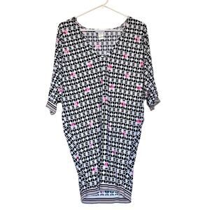 Trina Turk v neck Batwing geometric Mini Dress small